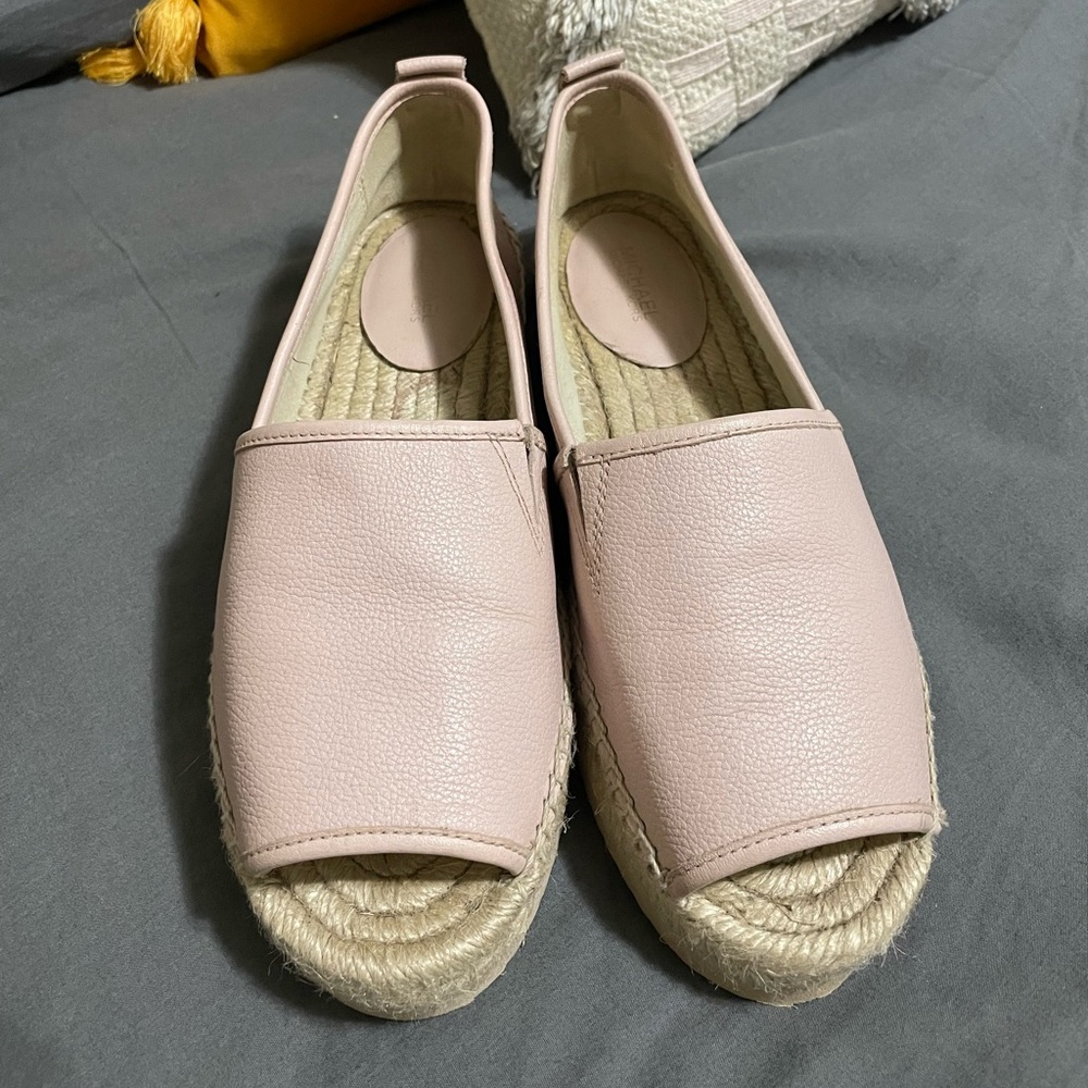 MICHAEL MICHAEL KORS Blush Pink Open Toe Hastings Espadrille Flats Size 8.5
